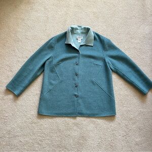 Vintage Pendleton Reversible Wool Jacket, Teal Turquoise Outerwear, Women’s 1X